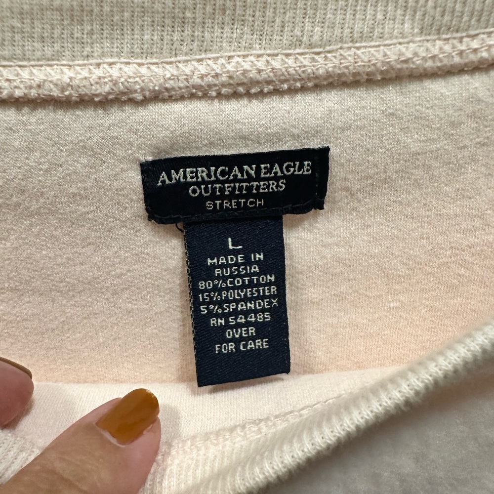 NWOT Vintage American Eagle powder pink soft fleece sequined A sweatshirt size L - Picture 2 of 3